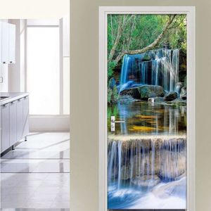 Waterval Landschap Deur Sticker Waterdichte Zelfklevende Behang Muurstickers Woonkamer Slaapkamer Deur Decoratie Muurschildering Stickers