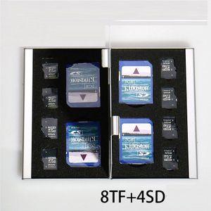 Zilver Rood Blauw 12 In 1 Aluminium Opbergdoos Tas Memory Card Case Wallet Grote Capaciteit Voor 8 * Microsd 4 * Voor Sd
