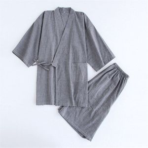 Japanse Kimono Katoenen Pyjama Mannen Samurai Kostuum Badjas Haori Yukata Jinbei Set Nachtkleding Korte Mouw Vrouw Japan Kleding