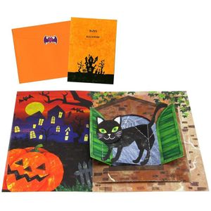 Diy Pop-Up Kaart Halloween, Handgemaakte 3D Anniversary Wenskaart Papier Model, Postkaart Uitnodiging Papercraft, craft ER-128