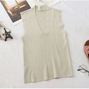 Alledaagse Kleding Vrouwen V-hals Gebreide Cropped Tank Tops Vrouwelijke Bodycon Tanks Mouwloze Basic Effen t-shirts Tees Hemdje