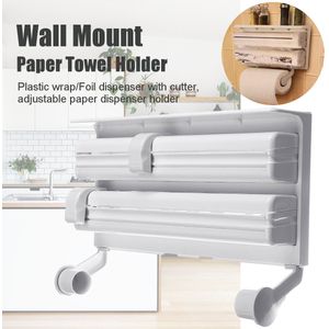 Wall Mount Papieren Handdoek Houder Keuken Roll Folie Wraps Dispenser Vershoudfolie Spice Opbergrek Handdoekenrek Spice Plank Organisator