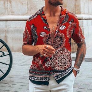 Europese Amerikaanse Mannen Shirts Hawaiian Casual Beach Print Korte Mouwen Camisas Para Hombre Mannen Kleding