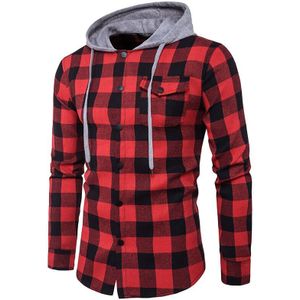 Pornhub Mannen Hooded Zwart Wit Plaid Shirt Herfst Mannen Lange Mouwen Man Casual Hooded Shirt Chemise koszule