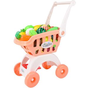 Kids Supermarkt Winkelen Boodschappen Kar Speelgoed Voor Meisjes Keuken Pretend Speelhuis Simulatie Snijden Vruchten Taart Speelgoed