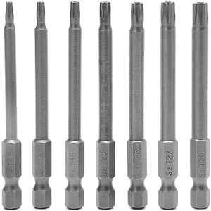 Hoge Precisie 7Pcs 75 Mm T8-T30 Magnetische Torx Schroevendraaier Bit 1/4 Inch Hex Schacht Voor Auto Accessoires