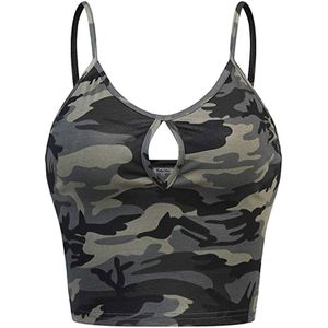 Womens Mouwloze O-hals Casual Camouflage Print Vest Cami Tank Top Vest Voor Training Vrouwelijke Beha Gekruiste Beha Topic Voor Meisjes