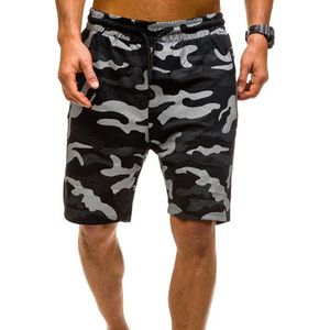 Heren Camouflage Gedrukt Shorts Elastische Taille Trekkoord Fitness Slanke Gym Sport Korte Broek Mannen Camo Zomer Shorts