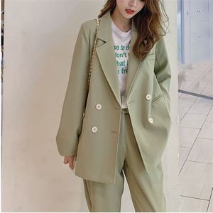 Alien Kitty Green Elegante Herfst Office Dames Blazers + Rechte Broek Vrouwelijke Suits Alle Match Vrouwen Twee Stukken sets