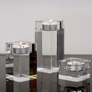 Kaarshouder Massief Crystal Clear Plein Glas Pillar Theelichthouder Voor Wedding Home Decoration Diner Bij Kaarslicht