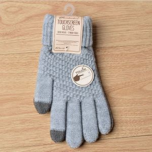 Wit Touch Screen Winter Handschoenen Vrouwen Mannen Warm Stretch Knit Mittens Imitatie Wol Volledige Vinger Guantes Vrouwelijke Gehaakte Dikker