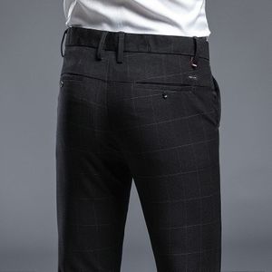 Lente Zwarte Jurk Broek Mannen Slim Fit Plaid Broek Mannen Plus Size Zakelijke Formele Slanke Broek Wedding Party broek