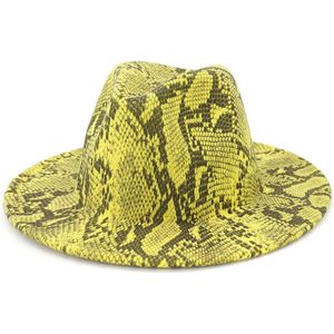 Fs Vintage Snake Print Mannen Brede Rand Grijs Bruin Hoed Vilt Fedora Kerk Hoeden Voor Vrouwen Elegante Panama Sombrero cap