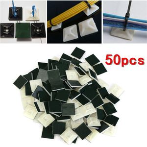 50 stuks Zwart Wit Zelfklevende Stick-on Mounts voor Kabelbinders/Routing Weefgetouwen Draad & Kabel Base klemmen Clip