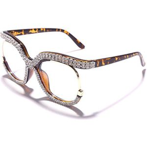 Retro Vierkante Optische Brilmonturen Mannen Vrouwen Crystal Luxe Glazen Clear Lens Brillen Frame Diamant Brillen Recept