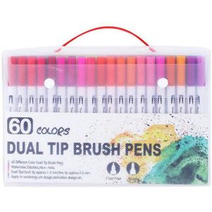 Yoo 12 /24/36/48/60/100 Kleuren Tweekoppige Aquarel Pen Cross-Bordermarker Set borstel Pen Haak Lijn Pen Art Marker