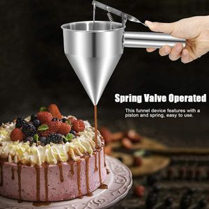 Zuiger Trechter Rvs Bakken Trechter Dispenser Met Stand Bakkerij Gebruik Desserts Cake Decorating Tool