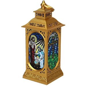 Kerst Led Lamp Ornamenten Religieuze Jesus Wind Licht Opknoping Lantaarn Decor