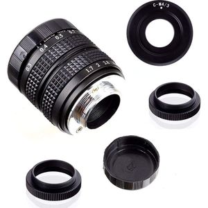 Fujian 35Mm F/1.7 APS-C Cctv Lens + Adapter Ring + 2 Macro Ring Voor P Anasonic/O Lympus Micro4/3 M4/3 Mirroless Camera