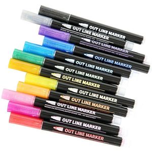 12 Pc Kleur Waterbasis Pen Kinderen Tekening Pen Metallic Markers Verf Pennen Art Glas Verf Schrijven Markers diy 12ml55 #