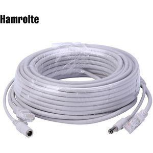 Hamrolte 5 M/10 M/20 M/30 M Optioneel 2.1mm/5.5mm jack RJ45 + DC Power Extension Ethernet CCTV Kabel Voor IP Camera &#39;S NVR Systeem