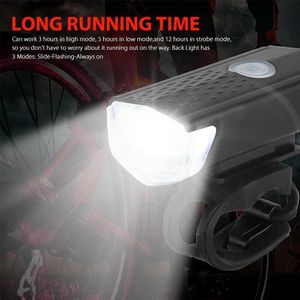 Fiets Licht Usb Led Oplaadbare Set Mountain Cycle Front Back Koplamp Lamp Zaklamp