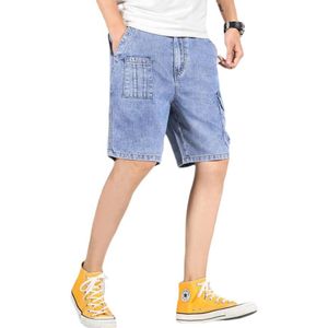 Zomer Denim Shorts Vijf-Point Broek Mannen Losse Plus Size Gewassen Denim Shorts Mid-Broek Overalls Jeans m-7XL