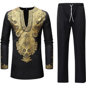 2 Stuks Kleding Set Man Shirt + Broek Afrikaanse Stijl 3D Print Dashiki Bazin Riche Kostuums Mannelijke Volledige Mouw Tops outfits