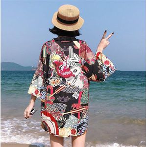 Japanse Kimono Yukata Vrouw Vest Blouse Vrouwen Zomer Beachwear Gedrukt Streetwear Traditionele Kimono Shirt