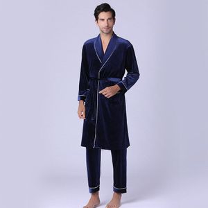 Mannen En Vrouwen Nightrobe Elegante Goud Fluwelen Pyjama Mannen Herfst En Winter Pyjama Broek Thuis Dienst Twee Stuk pak