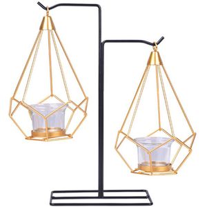 Bruiloft Centerpieces Kandelaar Geometrische Goud Glas Ijzer Kaars Houder Voor Cup Kaarsen Woondecoratie Kandelaar Nordic Stijl