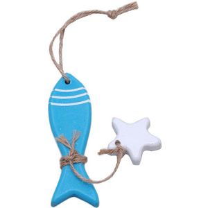 Mode Vis/Versierd Marine Hanger Mediterrane Zeester Vis Nautische Decor Hang Kleine Sieren Ambachten Hout Home Decoratie