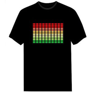 Mannen Sound Activated Led T-shirt Light Up Flashing Rock Disco Equalizer Korte Mouw Led T-shirt