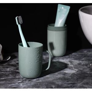 Badkamer Toothbrushing Cup Met Handvat Paar Mondwater Cup Reizen Draagbare Tandenborstel Cup Plastic Tandheelkundige Opbergdoos