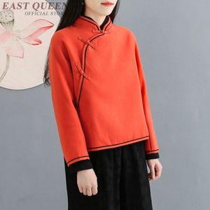 Traditionele chinese blouse shirt tops voor vrouwen mandarijn kraag oosterse linnen shirt blouse vrouwelijke cheongsam top AA4158