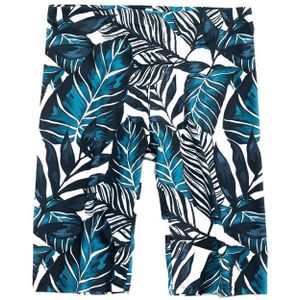 Mannen Leaf Print Strand Broek Hawaiian Zwemmen Board Shorts Zwembroek Hoge Stretch Tropical Marine Stijl Zomer Kleding