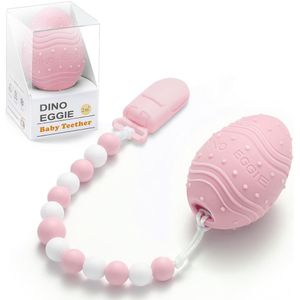 Dino Eggie Baby Bijtring, Ei-Vormige Tandjes Ei Met Clip, Bpa-vrij, cpsc Lab Getest En Goedgekeurd, Voor Baby Meisjes 3 M-12 M