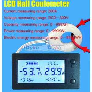 Hall Digitale Meter Dc 300V 100A 200A 400A Coulombmeter Elektrische Energie Power Capaciteit Batterij Monitor Lood-zuur/li-Ion Lithium