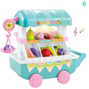 1 Set Kinderen Kids Toy Rollenspel Groenten Fruit Winkel Winkelwagen Pretend Mini Met Lichte Muziek AN88