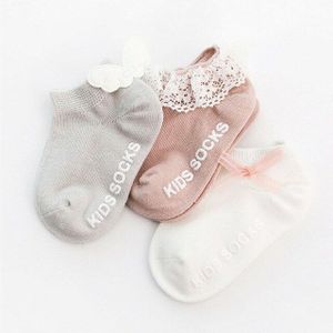 3Pairs/Sets Cute Floral Cotton Newborn Baby Kids Girls Toddler Socks Lace Ruffle Frilly Cotton Low Ankle Mesh Anti-slip Socks