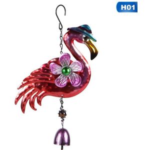 1Pc Animal Flaming Rode Flamingo Windgong Metalen Ambachten Tuindecoratie Creatieve Thuis Bel Buis Bloem Hangers
