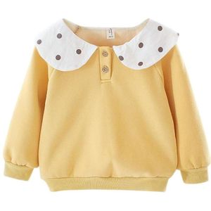 Baby Meisjes Sweatshirt Klassieke Delicate Baby Meisjes Lange Mouw Lotus Kraag Dot Fleece Warm Winter Mooie Sweater