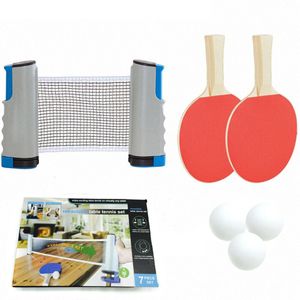 1 Set Professionele Tafeltennis Sport Trainning Racket Blade Mesh Netto Draagbare Ping Pong Student Sport Apparatuur