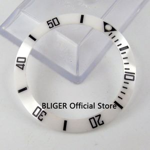 38mm witte keramische bezel insert fit 40mm SUB Automatische horloge heren horloge zwart marks gemaakt door BLIGER fabriek BB15
