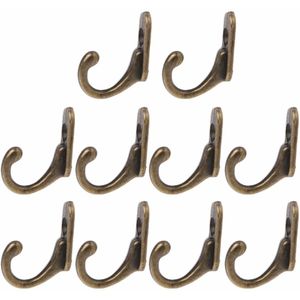 10Pcs Vintage Bronze Dubbele Kleerhangers Wandmontage Entryway Haken Met Schroeven