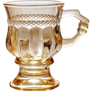 100-200Ml Ins Amber Reliëf Wijnglas Cup Mini Goblet Restaurant Latte Koffie Mok Met Handvat Whiskey Vodka tumbler Borrelglas