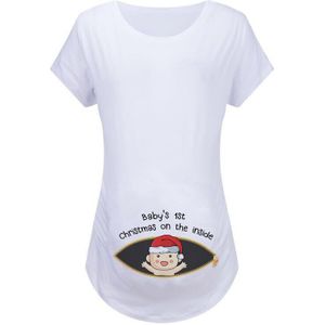 Zwangerschap Kerstmis T-shirt Baby Stoten Eerste Kerst Moederschap T-shirt Street Wear Print Vrouwen T-shirt Eenvoudige Dames Tee Shirt