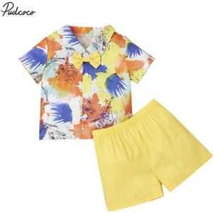 Summer Infant Kids Baby Jongen 2 Stuks Set Mode Single-Breasted Tie-Dye Korte Mouwen en Effen Kleur Korte Broek