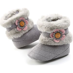 Stijl Warme Winter Zool Pasgeboren Baby Booties Meisje Crib Schoenen Winter Zachte Snowboots Prewalker Rits Katoen Bloem Booties