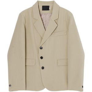 [Eam] Vrouwen Groene Korte Big Size Blazer Revers Lange Mouwen Loose Fit Jas Mode Tij Lente Herfst 1DB700